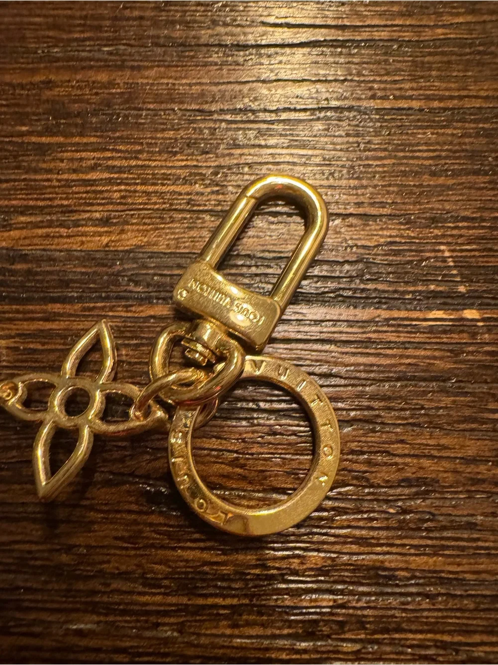 Gold-tone Designer Logo Keychain Charm